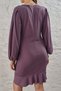 Women's Sandy Fabric Skirt Flounces Long Sleeve Dress - 6