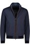 Men's Logo High Collar Zipper Closure Pocket Long Sleeve Navy Blue Jacket 14312060-013