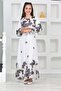 Floral Patterned Young Girl Chiffon Hijab Dress - 5