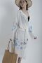Hooded Long Pareo Belted Beachwear Peshtemal Seashell Patterned Beach Bathrobe 1 Piece - 2