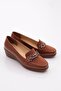 23072 Women's Front Metal Accessory Wedge Heeled Shoes Tan Patent Leather - 2