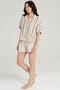 Women's Short Sleeve Front Buttoned Linen Coffee Shorts Set C0T3N0O5 - 4