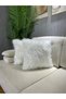 Plush Throw Pillow Cover Washable Long Pile White