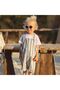 Boy's Striped Linen Salopet Shorts Overalls - 3