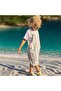 Boy's Striped Linen Salopet Shorts Overalls