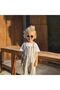 Boy's Striped Linen Salopet Shorts Overalls - 4