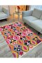 Cotton Series Geometric Pattern Decorative Woven Base Rug in Pink and Brown Tones - 3