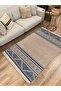 Cotton Kilim 18 Coffee Ground Striped Patterned Decorative Washable Woven Base Rug - 4