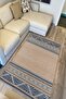 Cotton Kilim 18 Coffee Ground Striped Patterned Decorative Washable Woven Base Rug - 5