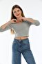 Gray Collar Detailed Blouse / Slim Fit - 6