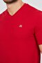 Dark Red V-Neck Cotton Slim Fit Men's Basic - 2