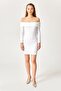 White Carmen Collar Long Sleeve Knitted Dress