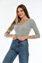 Gray Collar Detailed Blouse / Slim Fit - 3