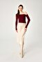 Burgundy Camisole Asymmetrical Collar Long Sleeve Blouse