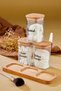 3-piece Mica Ear Cotton Organizer - with Wooden Stand, 300 Ml Storage Box - 3