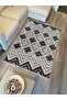 Cotton Rug 15 Gray Background Striped Patterned Decorative Washable Woven Base Rug - 2