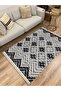 Cotton Rug 15 Gray Background Striped Patterned Decorative Washable Woven Base Rug - 5