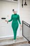 Women's Hijab Clothing Acrylic Turtleneck Flexible and Slim Knitwear Pencil Dress - 4