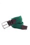 Green Elastic Knitted Flexible Unisex Belt with Genuine Leather Details - 3