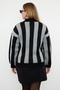 Black Gray Striped Zip Collar Knitwear Sweater Tbbaw25An00028 - 5