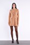 Long Gold Buttoned Camel Blazer Jacket - 2