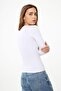 Women's White Crew Neck Textured Long Sleeve bodysuit - 3