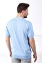 Ice Blue Polo Collar Diamond Pattern 100% Cotton Men's Knitwear T-Shirt - 5