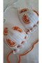 Orange and White Orange Figured Bikini Top - Hand-knitted Bustier - 7