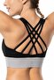 Black Gray High Support Back Detailed Covered Sports Bra