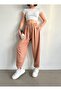 Women's Camel Pleated Comfortable Modal Shalwar Trousers - 3