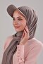 Women's Hijab with Hat, Practical Bonnet, Ready-To-Wear Shawl, Mink - 2