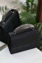 Women's Black Silvery Stone Detailed Evening Dress Shoulder Bag - 4