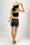 Women's Ribbed Striped Slim Shorts Anthracite - 3
