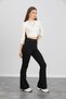 Women's Black Summer Spanish Flare Diver Fabric High Waist Lycra Gathering Tights Pants - 4