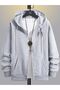 Gothic Wing Dragon's Bone Wing Sweatshirt Zip-Up Cardigan -Grey Oversize Thick Winter Hoodie - 2