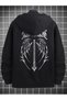 Gothic Wing Dragon's Bone Wing Sweatshirt Zip-Up Cardigan -Grey Oversize Thick Winter Hoodie - 2