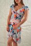 Women's Cross Collar Handkerchief Sleeve Digital Printed Midi Length Dress - 5