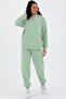 Women's Three Thread Fleece Oversize Tracksuit Set with Elastic Waist and Legs - 4