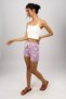 Women's 100% Cotton Single Jersey Patterned Soft Basic Mini Shorts Large Rabbit Lilac - 5