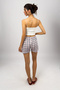 Women's 100% Cotton Single Jersey Patterned Soft Basic Mini Shorts Red Stripe White Square - 6