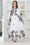 Floral Patterned Young Girl Chiffon Hijab Dress - 7