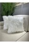 Plush Throw Pillow Cover Washable Long Pile White - 2