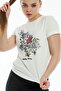 Pack of 2 Ecru Front Printed Embroidery Detailed Viscous T-Shirt - 2