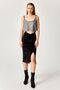 Black Velvet Slit Pencil Skirt