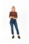 Brown Side Gathered Tied Knitted Crop Blouse