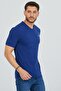 Midnight Blue V-Neck Cotton Slim Fit Men's Basic - 5