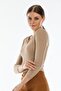 Beige Collar Detailed Blouse / Skinny Fit - 4