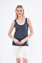 Athlete's Tank Top with Thick Straps, Chinese Print, Anthracite Color - 8