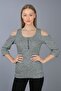 Off Shoulder Collar Zippered Knitted Blouse