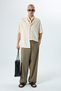 Natural Linen Shirt - Embroidery Detail, Pocketless, Oversize, Short Sleeve - 3